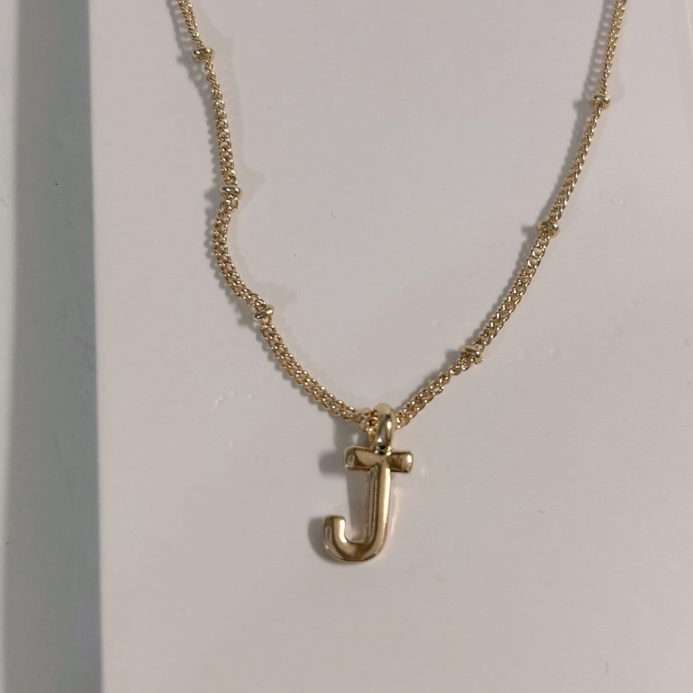 Letter J initial necklace